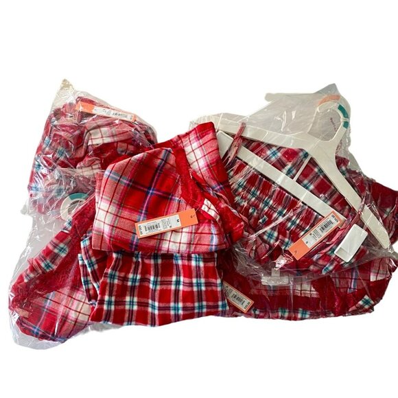 Colsie 2 Piece Red Plaid Lace Trim Pajama Set Tank Shorts NEW NWT - Picture 10 of 14